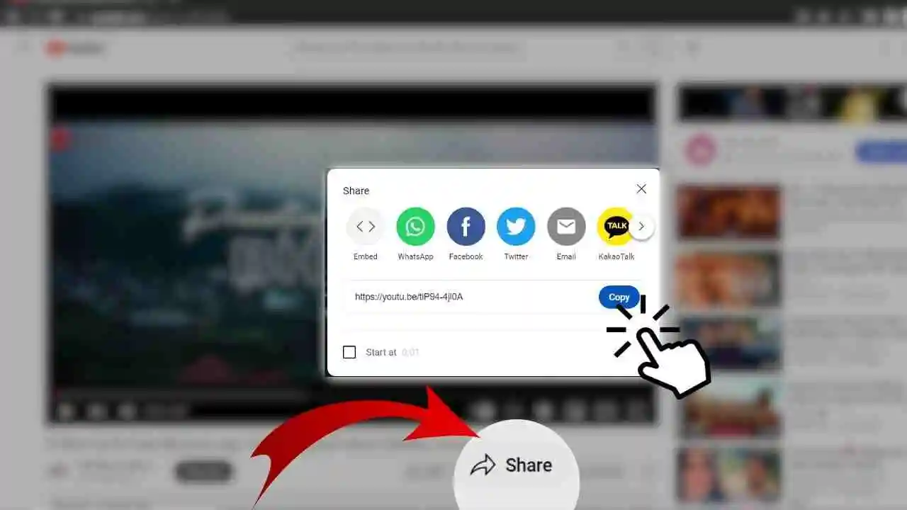 Or click on share and then copy link.